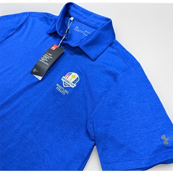 NWT Under Armor Ryder Cup 2020 Whistling Straits Golf Blue Polo Men's Size Small - Picture 1 of 10